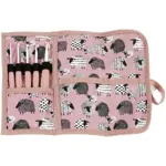 Sada pletacích háčků v látkovém pouzdru s ovečkami