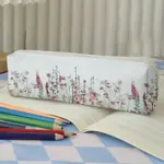 Textilní sametový penál s květinovým motivem – 20 × 5,5 × 4 cm