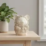 Silikonová forma na svíčku – Roztomilá myška v pleteném svetru s výraznýma očima