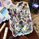 Gotické Dark Academia samolepky – vintage botanické & mystické motivy the priestess