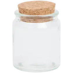 Skleněná nádoba s korkem valec