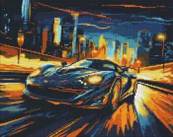 Diamantová mozaika 40×50 cm – kreativní sada s barevnými kamínky  Noční město 