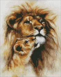 Diamantová mozaika 40×50 cm – kreativní sada s barevnými kamínky  Lví něha 