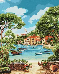 Malování podle čísel 40×50 cm – kreativní sada pro dospělé i děti  Odpočínek v zátoce 