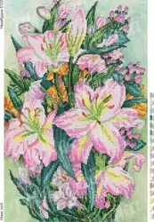 Schéma pro částečné vyšívání s korálky Lilie