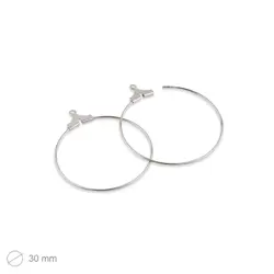 Náušnicové kreole 30mm v barvě platiny