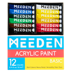Sada akrylových barev Meeden 12x22ml základní odstíny