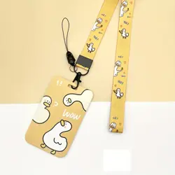 Šňůrka na krk s karabinou a poutkem, pouzdro na kartu Kachna