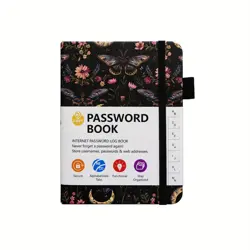 FEIY Kniha na hesla A6 s abecedními záložkami – organizér pro bezpečné ukládání hesel Motýli