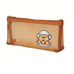 Penál síťovaný Kapybara – hnědý, 21×10 cm