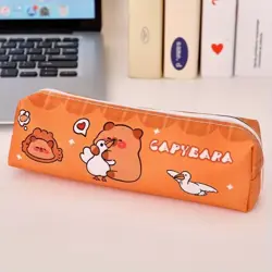 Penál s kapybarou – oranžový, 19,5 × 9 cm husa