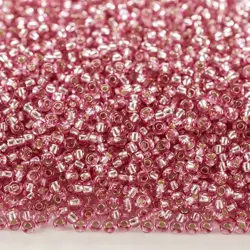 Preciosa rokajl 8/0 – růžový se stříbrným průtahem (78691), 10 g