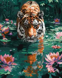 Malování podle čísel 40×50 cm – kreativní sada pro dospělé i děti Tygr na lovu 40х50cm