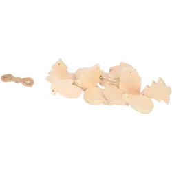 Dřevěná závěsná dekorace Hobby Flora – 13 ks (cca 4 × 6 cm)