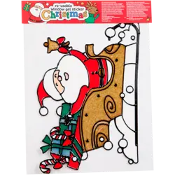 Gelová samolepka na okno Santa na saních 32 × 22 cm