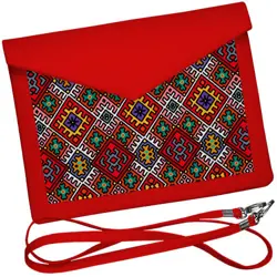 Dámský klutch konvert – elegantní sametová kabelka s potiskem Ornament červená