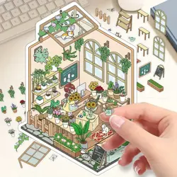 Kreativní antistresové vylepovačky – 1 scéna + 2 archy PET samolepek Spring Mail Florist