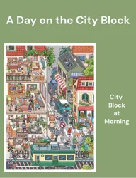 Kreativní antistresové vylepovačky – rumbox City Block Morning, 1 scéna + 2 archy PET samolepek (20 × 30 cm)