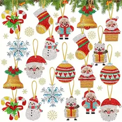 20ks DIY Diamantová Malba – Klíčenky Vánoční Postavičky (Santa, Sněhulák, Dárečky)