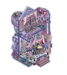 Kreativní antistresové vylepovačky – rumbox „Fantasy pokoj“ (1 scéna + 2 archy PET samolepek)