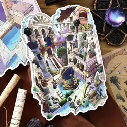 Gotické Dark Academia samolepky – vintage botanické & mystické motivy the priestess