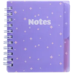 Mini poznámkový blok s kroužkovou vazbou a rozřazovači Fialové nebe – FSC® papír 