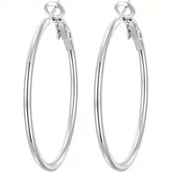 Kroužky na náušnice 40 mm – stříbrné