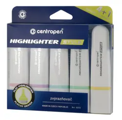 Zvýrazňovače Centropen Highlighter style 6252 Soft, sada 5 ks
