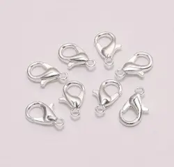 Karabinka na šperky – stříbrná barva, 12 × 6 mm, balení 3 ks