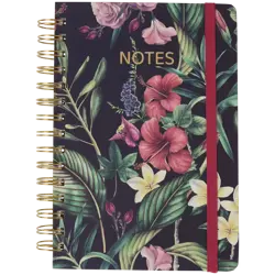 Poznámkový blok s gumičkou cerne kytky