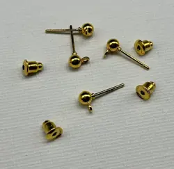 Náušnicová puzeta s kuličkou Ø4 mm barva zlato