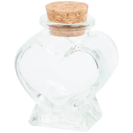 Skleněná nádoba s korkem srdce