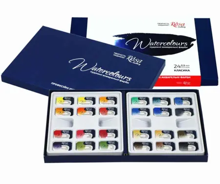 Sada akvarelových barev Rosa 24ks v papírovém obalu