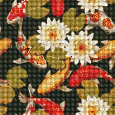 Diamantová mozaika 40×40 cm – kreativní sada s třpytivými kamínky  Duhový kapr 