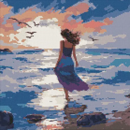 Diamantová mozaika 40×40 cm – kreativní sada s třpytivými kamínky  Krásný prvek