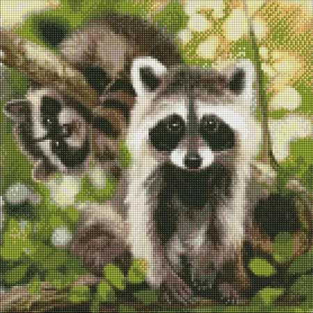 Diamantová mozaika 40×40 cm – kreativní sada s třpytivými kamínky  Pruhovaní přátelé 40х40 