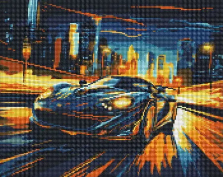 Diamantová mozaika 40×50 cm – kreativní sada s barevnými kamínky  Noční město 