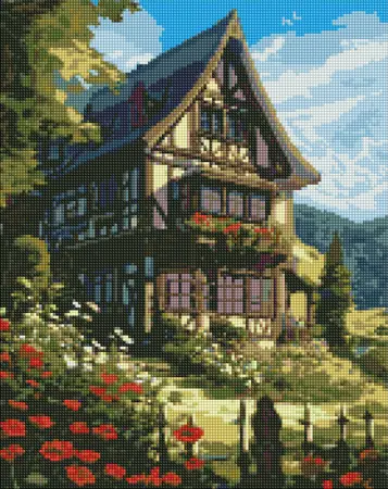 Diamantová mozaika 40×50 cm – kreativní sada s barevnými kamínky  Pohádka na horách 