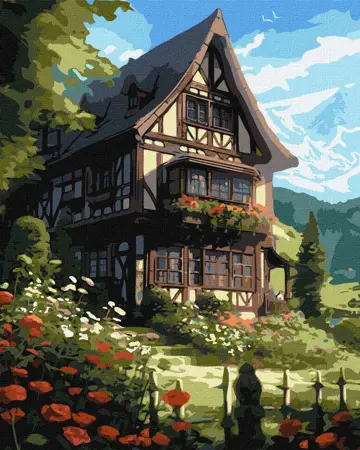 Malování podle čísel 40×50 cm – kreativní sada pro dospělé i děti  Pohádka na horách 