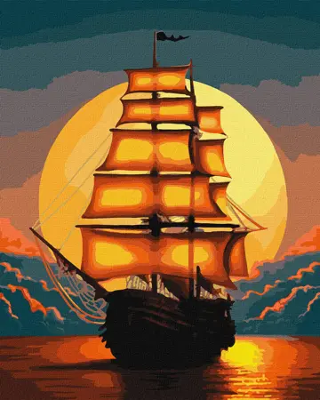 Malování podle čísel 40×50 cm – kreativní sada pro dospělé i děti  Oranžové plachty 