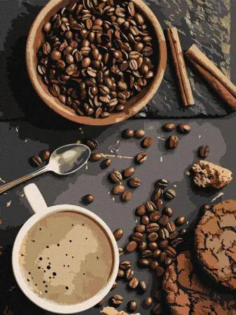 Malování podle čísel – plátno 30×40 cm Voňavá káva 