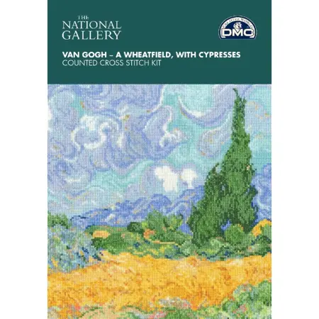 Sada na vyšívání DMC Vincent van Gogh A Wheatfield with Cypresses, Pšeničné pole s cypřiši