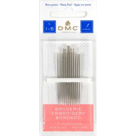 Vyšívací jehly DMC s ostrou špičkou 5-10