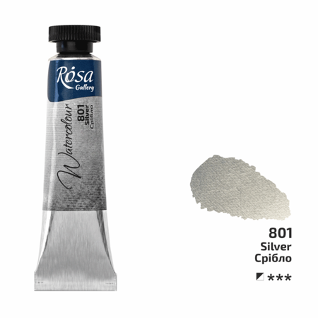 Akvarelová barva Rosa Gallery 10 ml –  801 Silver 