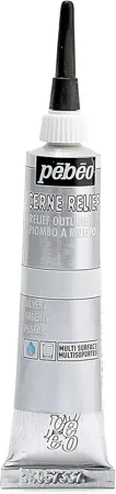 Nevypalovací kontura na sklo Cerne Relief 20ml  stříbrná