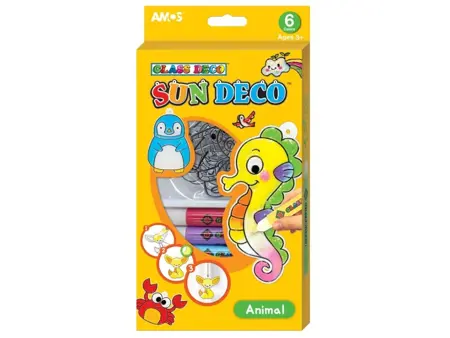 Barvy na sklo sada 6 barev 10,5 ml + 6 sklíček ZVÍŘÁTKA