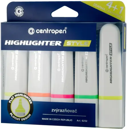 CENTROPEN zvýrazňovač style 6252 4+1 ks