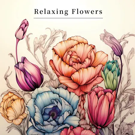 omalovanka pro dospělé relaxing flowers