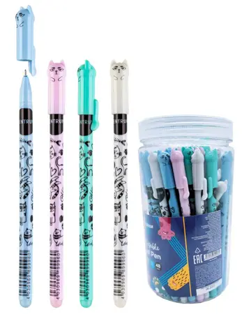 Gelové pero gumovatelné LOVE CAT tyrkysová