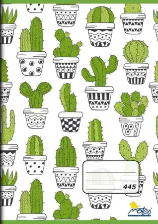 Sešit č. 445 - A4, 40 listů, čtverečkovaný kaktus/art